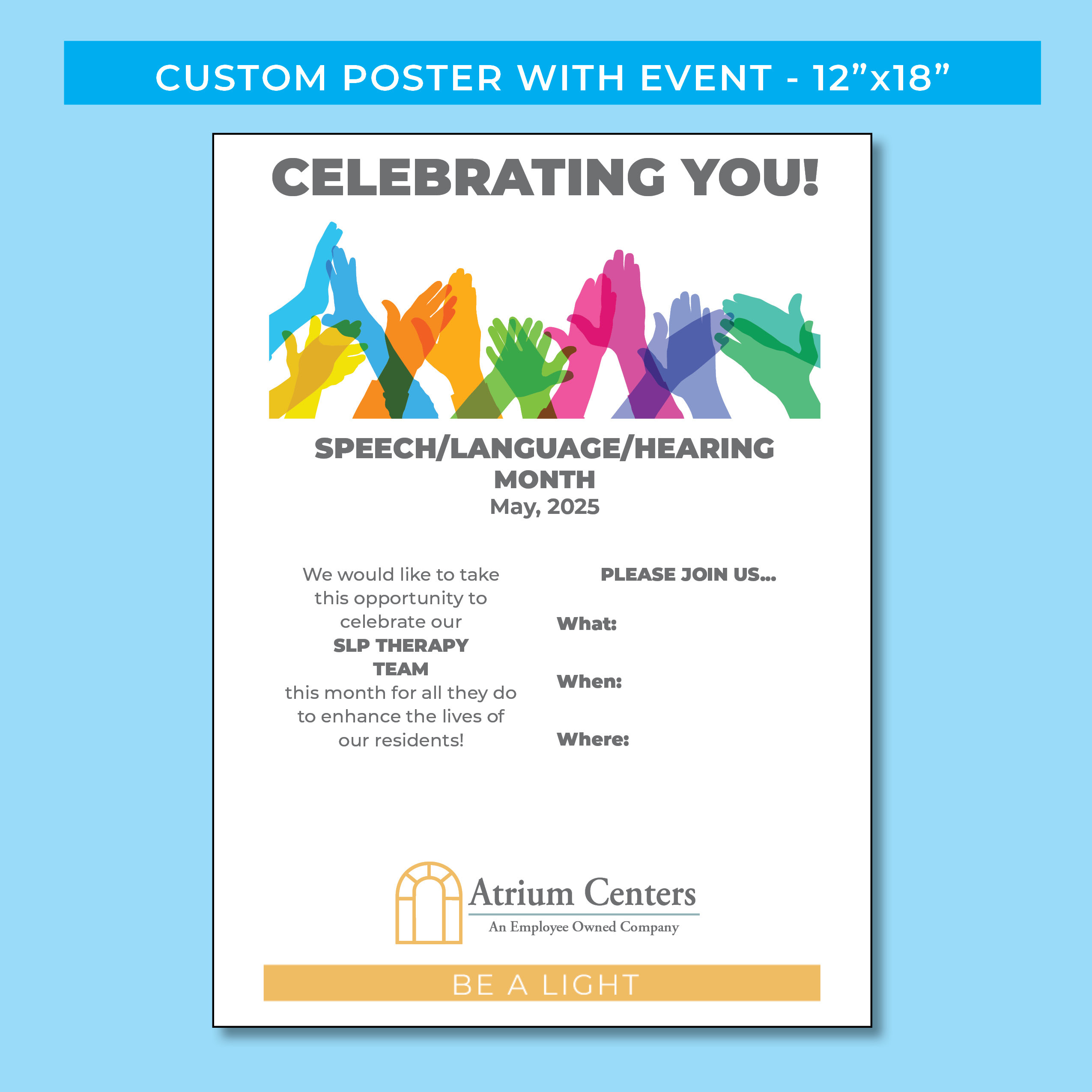 Custom Poster with Event – speech/language/hearing month